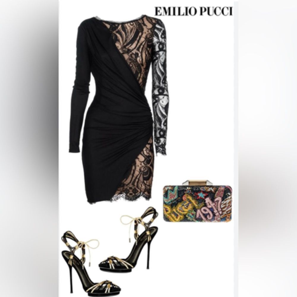 Emilio Pucci Black Lace Dress, US10 - Picture 5 of 14